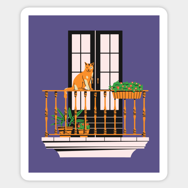 Cat at balcony Sticker by SkyisBright